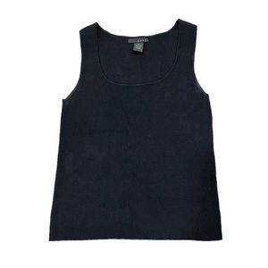 Grace Black Ribbed Square Neck Tank Top Size XL